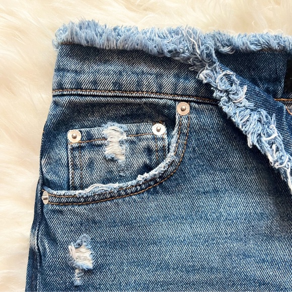 New! SER.O.YA “Ollie” Fold Over Wide Leg Distressed Jeans in Bayside Blue - Picture 12 of 13